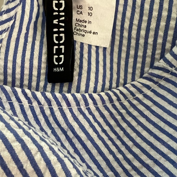 H&M Divided Light/Baby/Blue/White Striped Midi Sundress Front Button - Picture 2 of 12